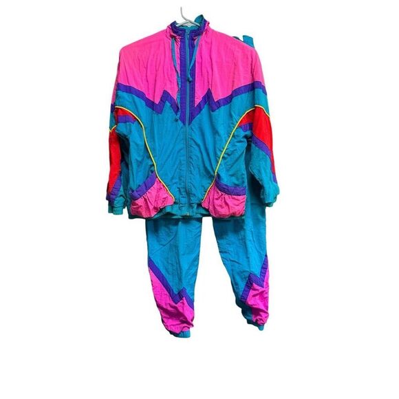 Vintage Other - VTG 80s/90s Windbreaker Tracksuits Pink/Blue Jacket & Pants Set girls size 14